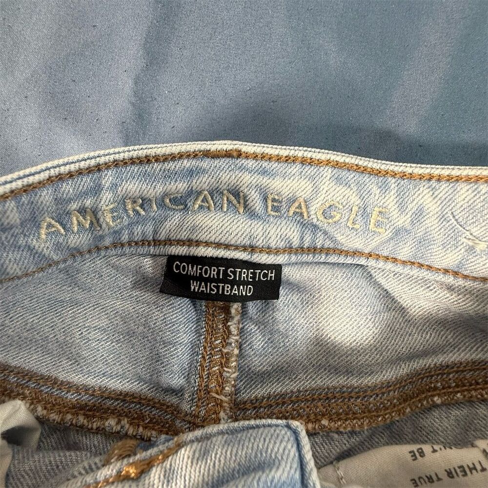 American Eagle Women's High Rise Distressed Grunge Mom Jeans Size 0 Blue - Picture 7 of 10